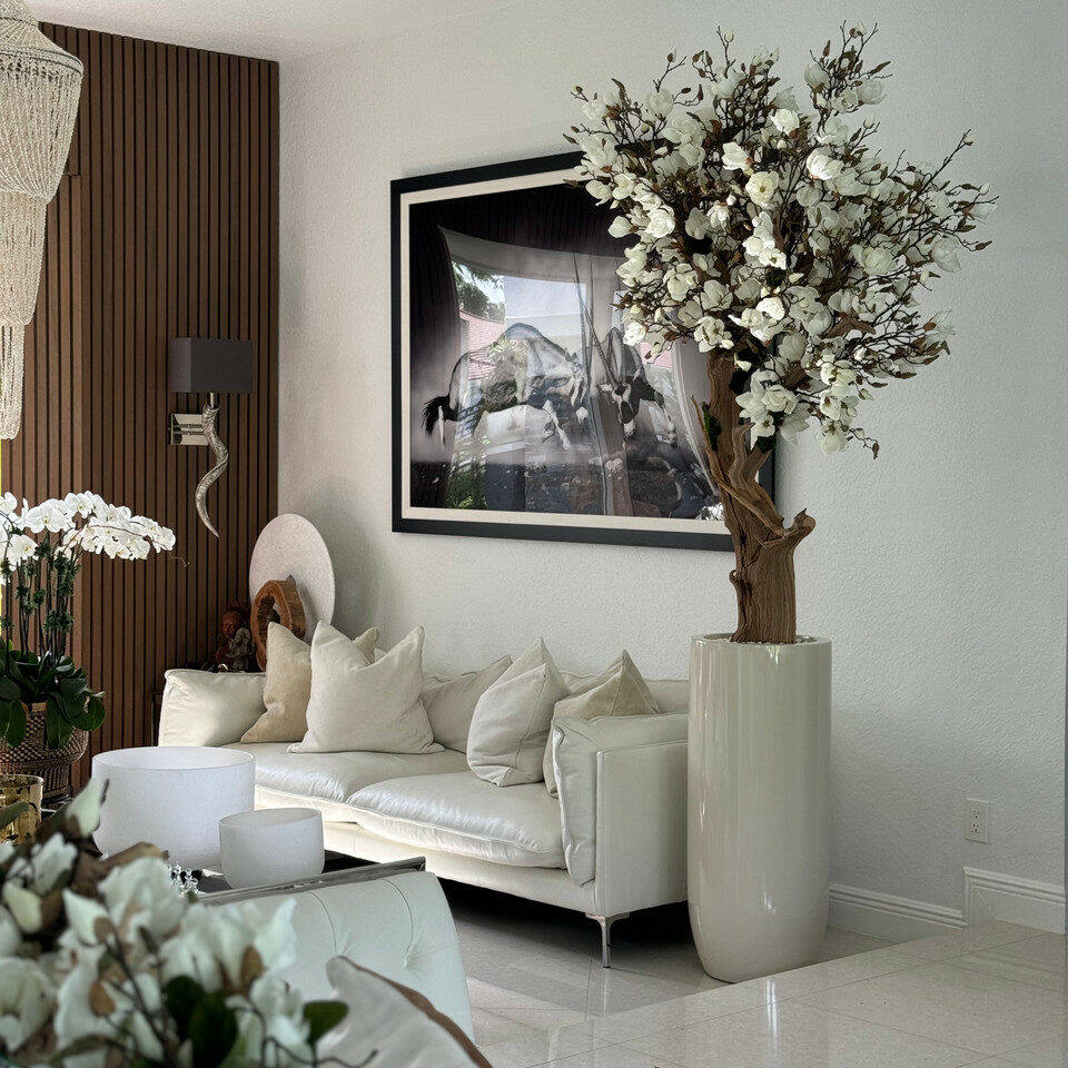 Whiteanen artificial plant in pot